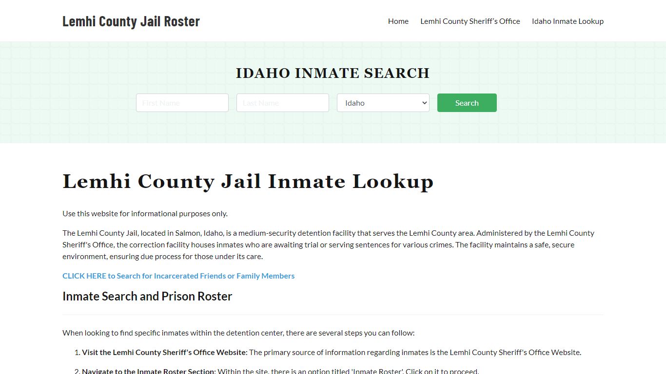 Lemhi County Jail Roster Lookup, ID, Inmate Search